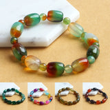 Green Peacock Agate Bracelets Women Natural Stone Beads Bangle