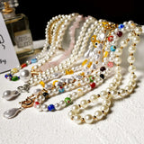 Colorful Glass Flower Strand Beaded Necklace Women Pearl Clavicle Chain