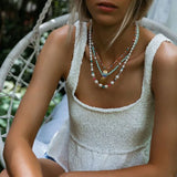 Colorful Glass Flower Strand Beaded Necklace Women Pearl Clavicle Chain