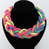 Colorful Woven Statement Necklace Women Choker Jewelry