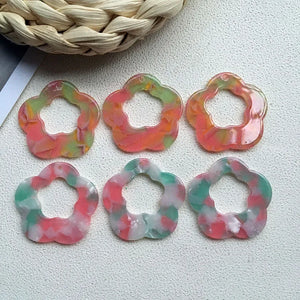 Acetic Acid Flower Necklace Pendants 20pcs 31mm Charms Earring Accessory