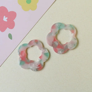 Acetic Acid Flower Necklace Pendants 20pcs 31mm Charms Earring Accessory
