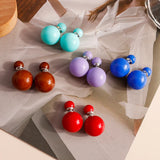 Colorful Pearl Stud Earrings for Women Jewelry Double Sides
