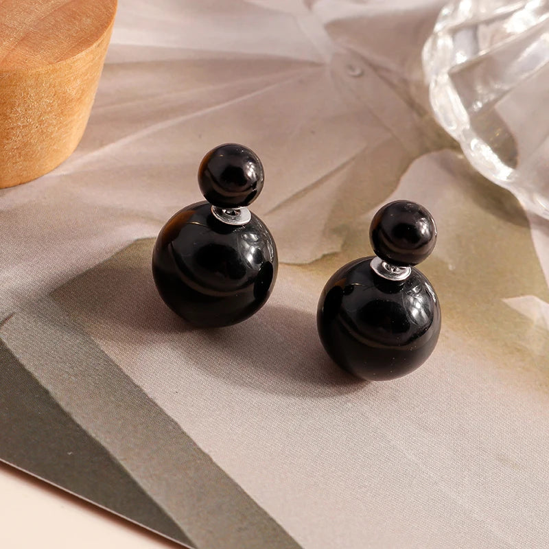 Colorful Pearl Stud Earrings for Women Jewelry Double Sides