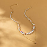 Colorful Pearl Rice Bead Pendant Necklace for Women Ladies