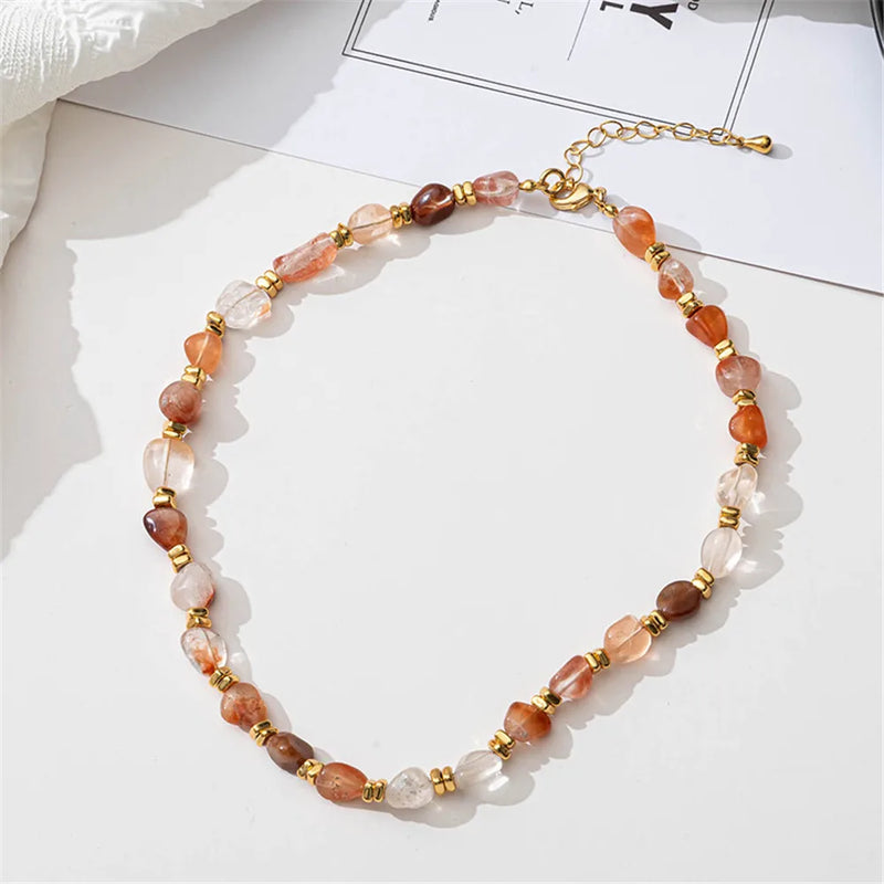 Colorful Irregular Natural Stone Women Necklace