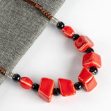 Colorful Irregular Ceramic Beads Necklace Antique Jewelry For Women