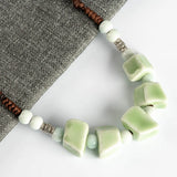 Colorful Irregular Ceramic Beads Necklace Antique Jewelry For Women