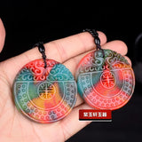 Colorful Jade Phoenix Pendant Necklace Chinese Hand-Carved Healing Luck Gift