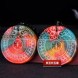 Colorful Jade Phoenix Pendant Necklace Chinese Hand-Carved Healing Luck Gift