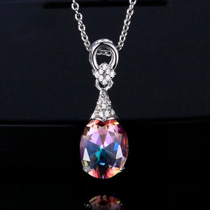 Colorful Gemstone Pendant Necklace For Women Wedding Party