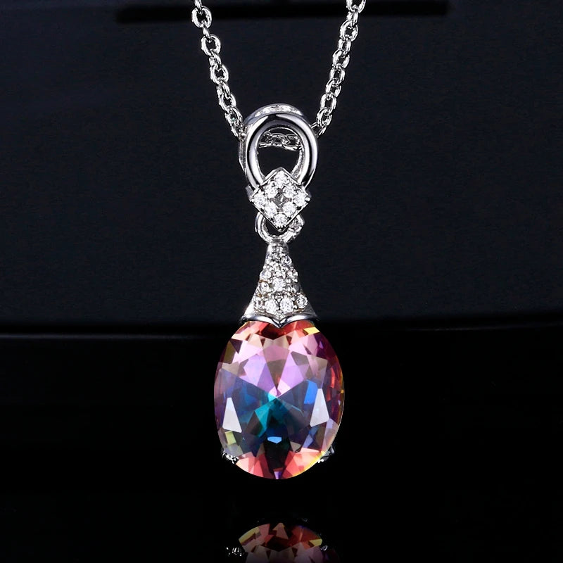Colorful Gemstone Pendant Necklace For Women Wedding Party