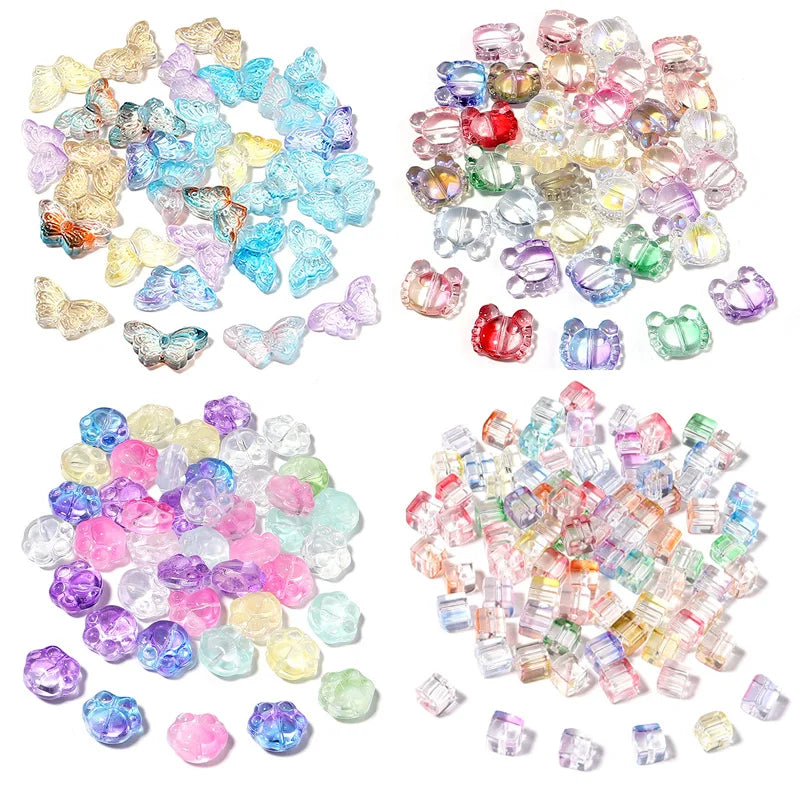 Colorful Lampwork Beads Butterfly Spacer Bear Paw Crab Glass Beads