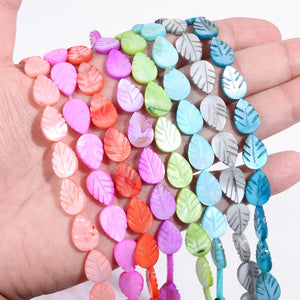 Colorful Leaf Shell Beads Leaves Charms Mother of Pearl for DIY Bracelet