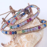 Colorful Leather Bracelet 1 Layer Natural Stone Bead Bracelets