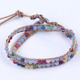 Colorful Leather Bracelet 1 Layer Natural Stone Bead Bracelets