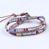 Colorful Leather Bracelet 1 Layer Natural Stone Bead Bracelets