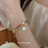 Colorful Daisy Pearl Flower Bracelet Bohemia Small Fresh Sense