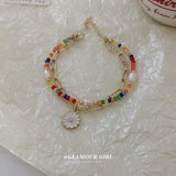 Colorful Daisy Pearl Flower Bracelet Bohemia Small Fresh Sense