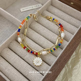 Colorful Daisy Pearl Flower Bracelet Bohemia Small Fresh Sense