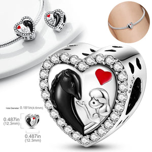 Colorful Love Heart Dangle 925 Silver Charm Beads