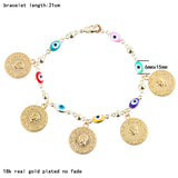 Colorful Evil Eye Bracelet Punk Gothic Golden Portrait Coin Chain Women Jewelry