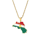Colorful Map Pendant Necklace Kurdistan Maps Necklace Jewelry Women Men Gift