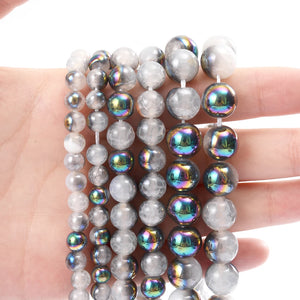 Metallic Coated Agates Beads for DIY Jewelry Making - 4/6/8/10/12 MM