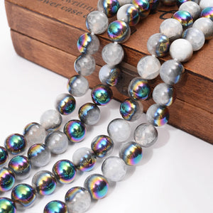 Metallic Coated Agates Beads for DIY Jewelry Making - 4/6/8/10/12 MM