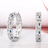 Colorful CZ Round Statement Hoop Earrings Silver Bridal Jewelry