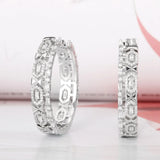 Colorful CZ Round Statement Hoop Earrings Silver Bridal Jewelry