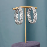 Colorful CZ Round Statement Hoop Earrings Silver Bridal Jewelry