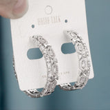 Colorful CZ Round Statement Hoop Earrings Silver Bridal Jewelry