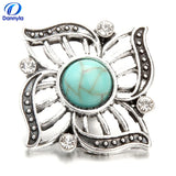 Colorful Mix Flower 18mm Snap On Charms With Rhinestones