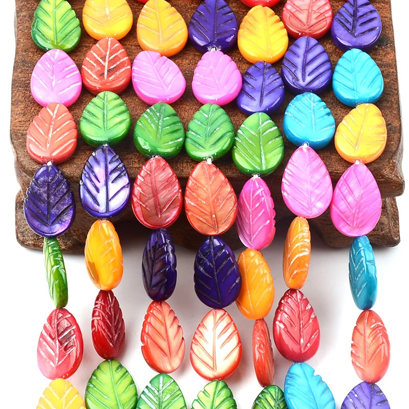 Colorful Mixed Green Small Leaf Shape Beads for Jewelry Making