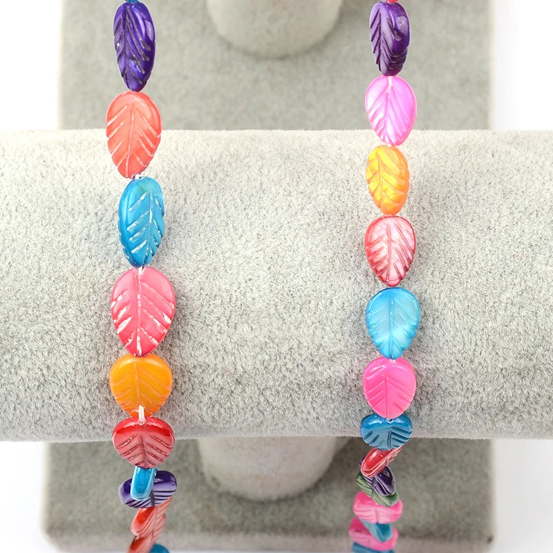 Colorful Mixed Green Small Leaf Shape Beads for Jewelry Making