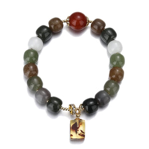 Colorful Natural Gems Bracelet Women Beaded Bangle Charm Fine Jewelry