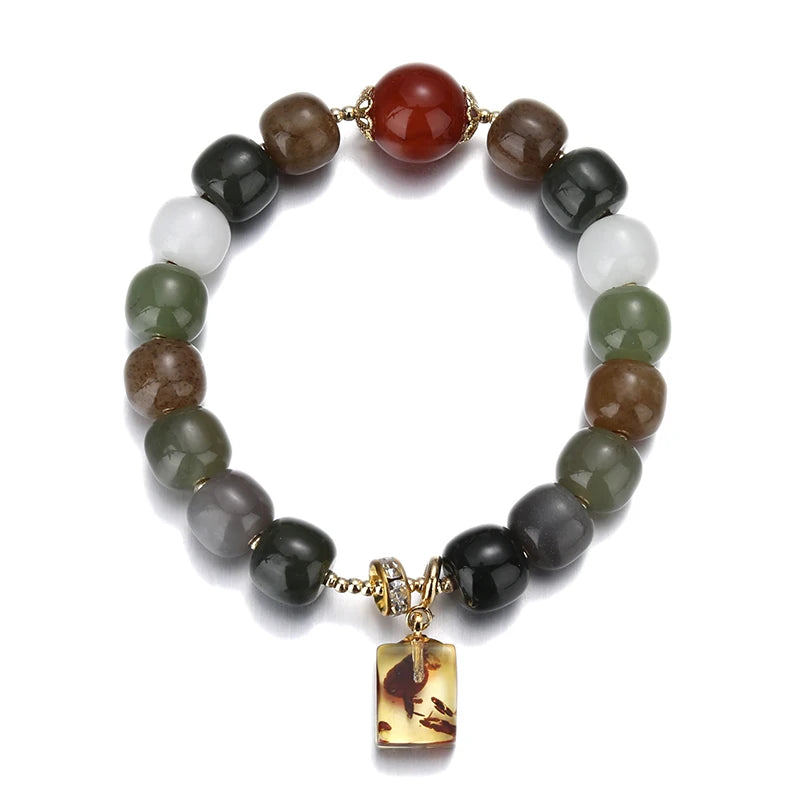Colorful Natural Gems Bracelet Women Beaded Bangle Charm Fine Jewelry