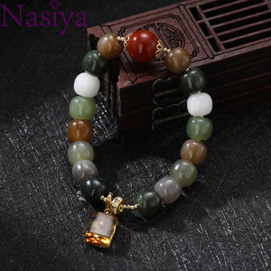 Colorful Natural Gems Bracelet Women Beaded Bangle Charm Fine Jewelry