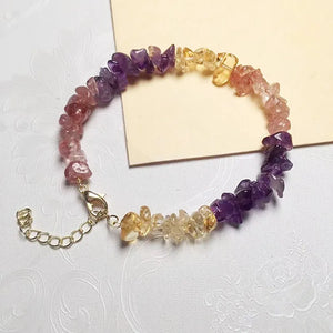 Colorful Citrine Crystal Bracelet Pink Quartz Gravel Chips