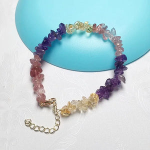Colorful Citrine Crystal Bracelet Pink Quartz Gravel Chips