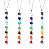 Colorful Crystal Pendulum Necklace Amethyst Tiger Eye Stone Pendant
