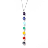 Colorful Crystal Pendulum Necklace Amethyst Tiger Eye Stone Pendant