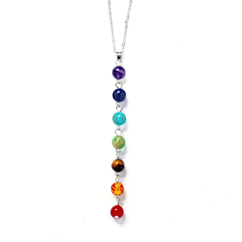 Colorful Crystal Pendulum Necklace Amethyst Tiger Eye Stone Pendant