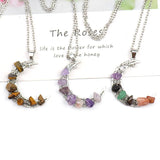 Colorful Crystal Gravel Beaded Necklace Healthy Crescent Choker