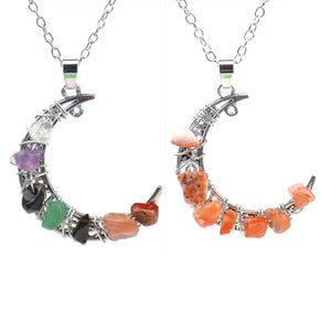 Colorful Crystal Gravel Beaded Necklace Healthy Crescent Choker