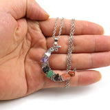 Colorful Crystal Gravel Beaded Necklace Healthy Crescent Choker