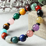 Colorful Jade Bracelet Purple Pink Crystal Tiger Eye Beads Bangle