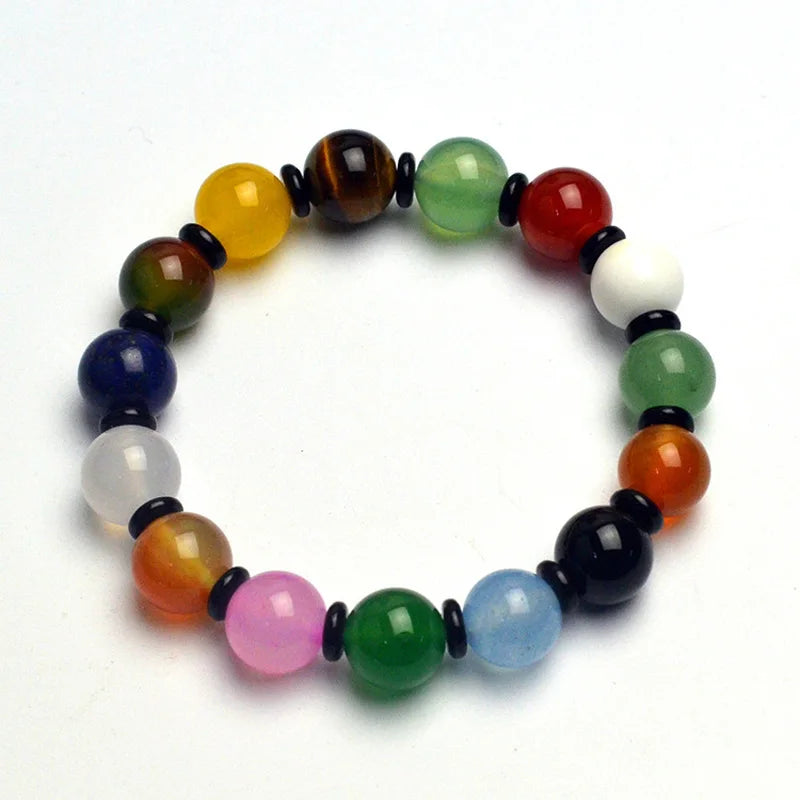 Colorful Jade Bracelet Purple Pink Crystal Tiger Eye Beads Bangle