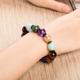 Colorful Jade Bracelet Purple Pink Crystal Tiger Eye Beads Bangle
